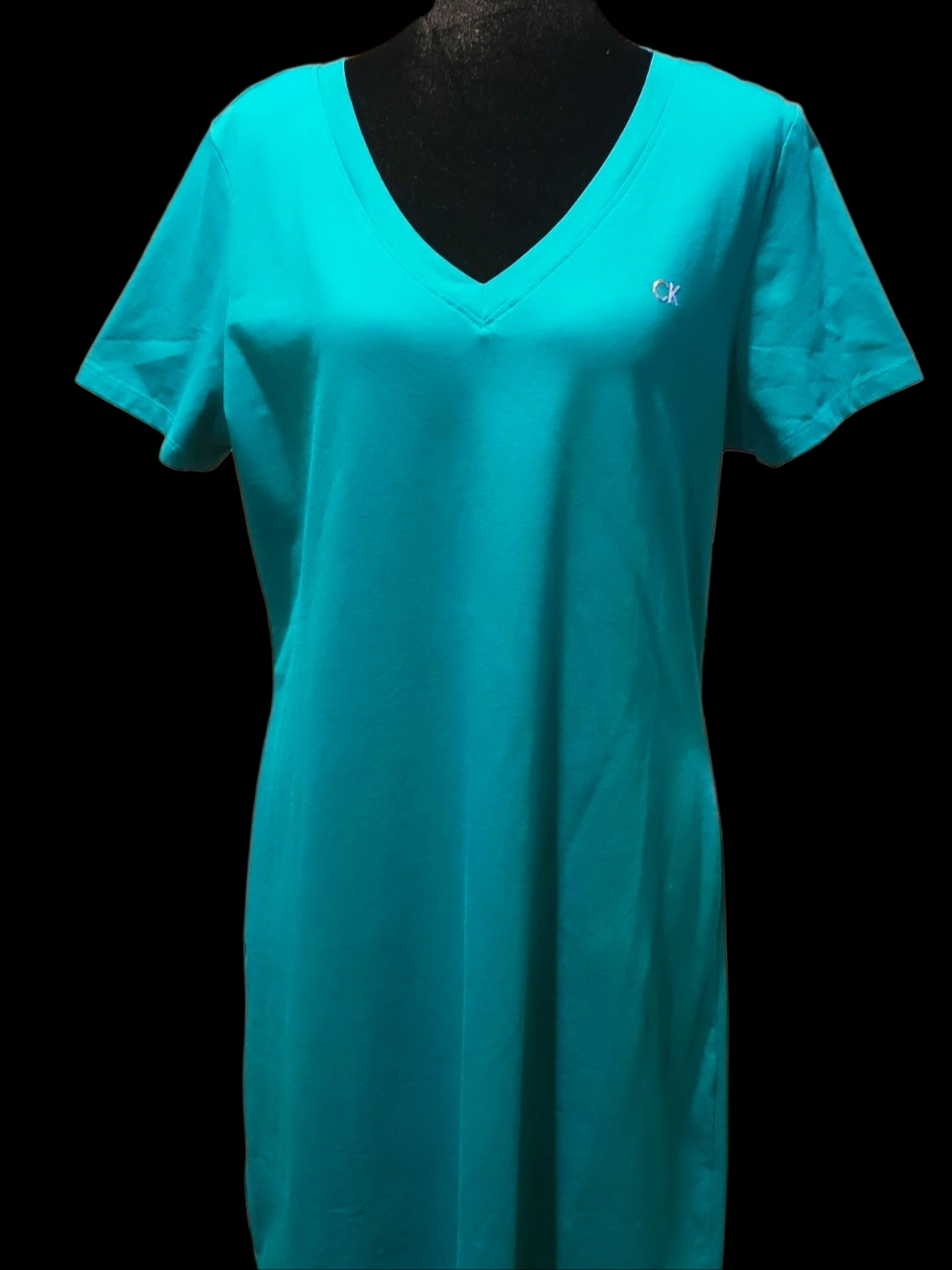 Calvin Klein Teal V-Neck Short Sleeve Dress